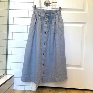 notPERFECTLINEN marseille snap front midi skirt